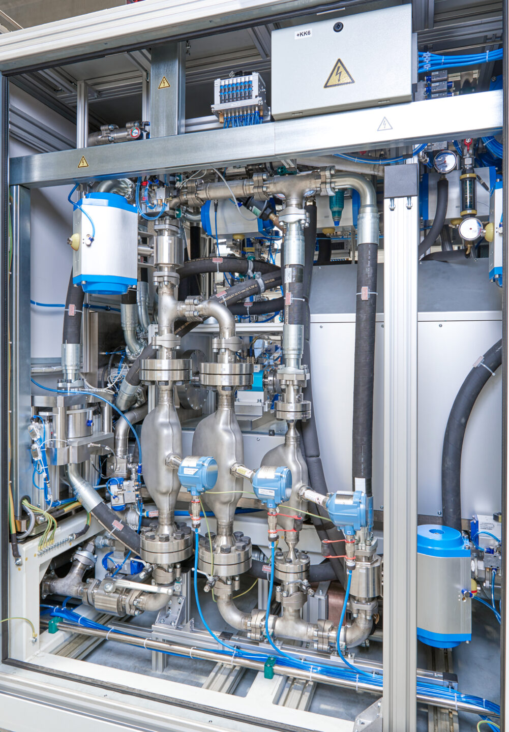 Sicht von hinten auf Prüfstand für Main Fuel Pump