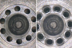Bautteillöcher vor und nach HERO Bearbeitung verrundet